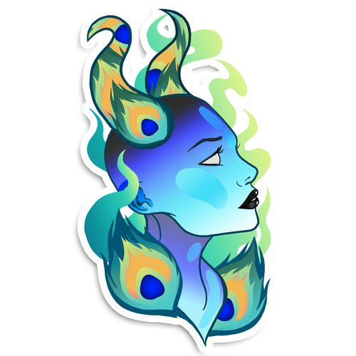 Peacock Demon Sticker